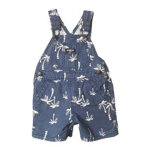 OshKosh Toddler Shortalls Blue Denim White Palm Trees 18M Dungarees Summer